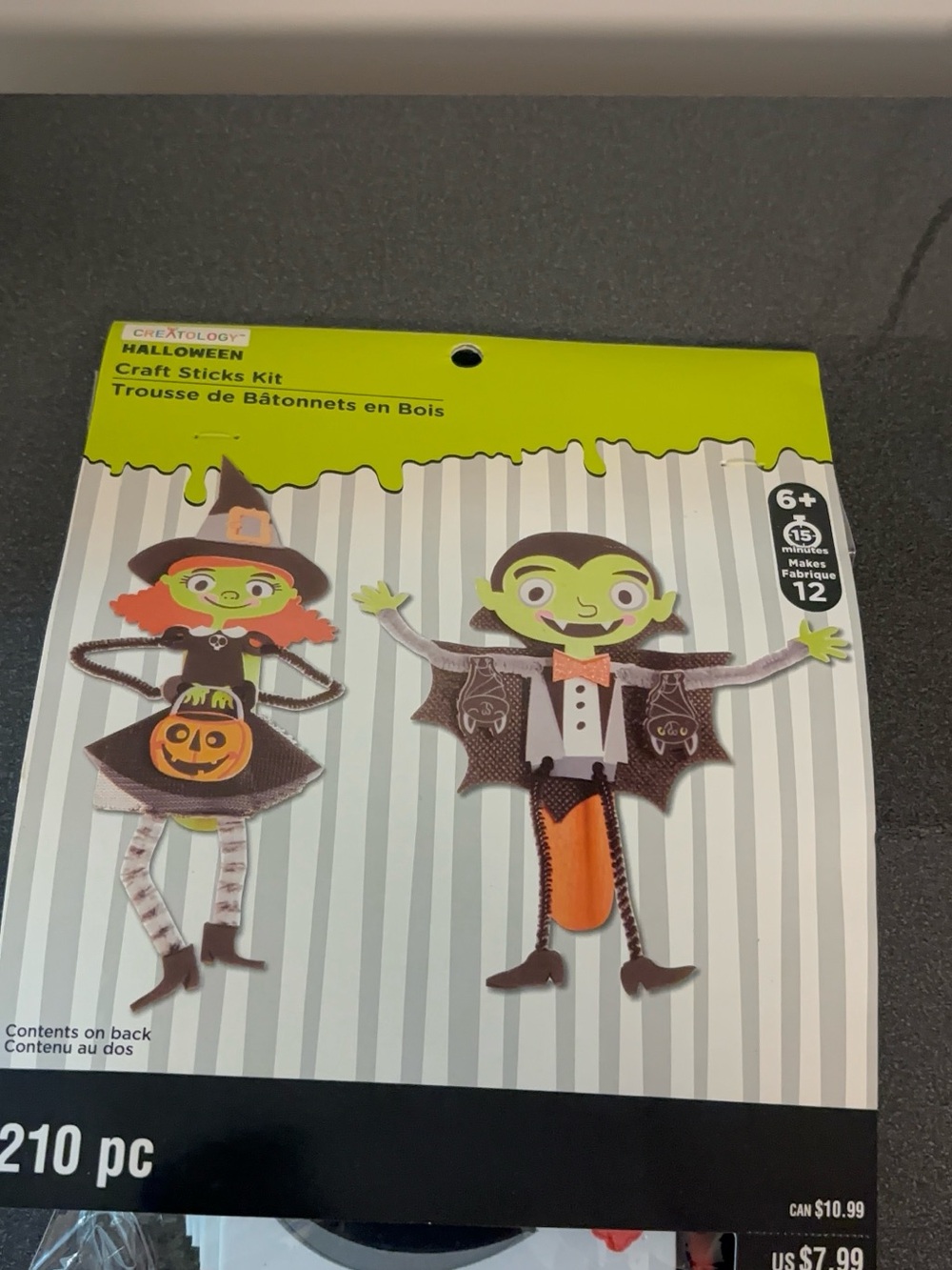 Kids Halloween Craft Sticks Kit - Green/Orange Characters